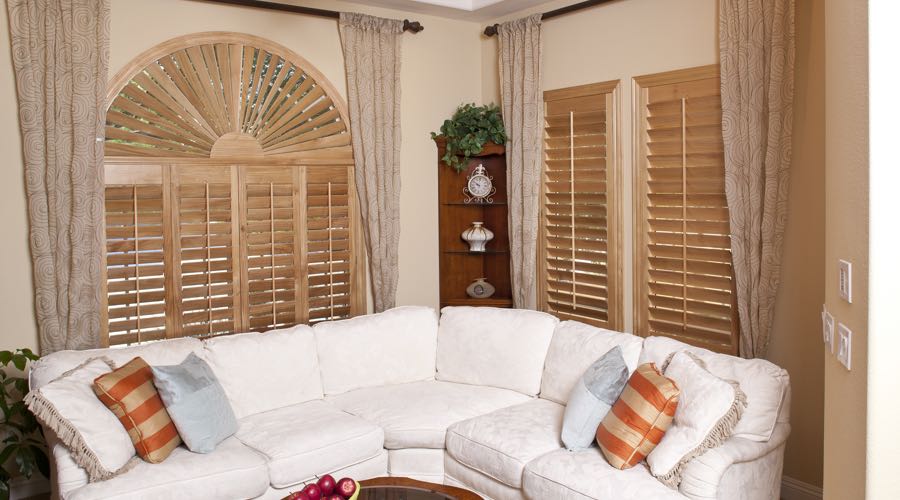 Arched Ovation Wood Shutters In Fort Myers Living Room